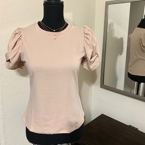 Nude puffy sleeve top